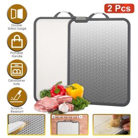 2Pcs Double Sided Cutting Board Stainless Steel PP Chopping Board Lightweight Kitchen Cutting Board Mesh Design with Grinding Zone Knife Sharpene