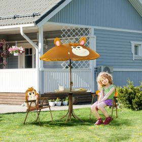 Kids Table and Chair Set (Option: Brown-750x510x110 mm)