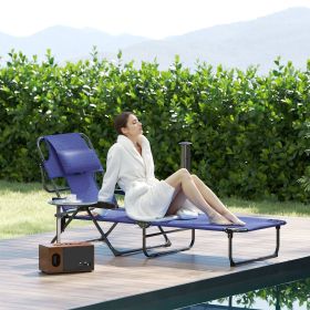 Folding Lounge Chair w/ Reclining Back (Option: Navy Blue-850x190x730 mm)
