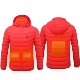Winter Heated Jacket USB Electric Cotton Coat Zip-up Heater Thermal Clothing Heating Vest For Men (Option: Red Zone4-6XL)
