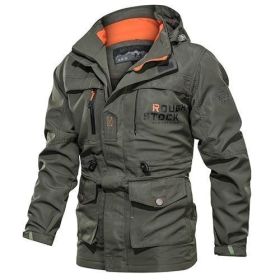 Men's Medium To Long Casual Outdoor Hooded Plus Size Jacket (Option: Dark green-M)