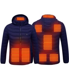 Men's Intelligent 8-zone Heating Stand Collar Hooded Lightweight Heating Insulation Jacket (Option: Blue Zone8-L)