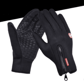 Outdoor Waterproof Gloves Touch Screen Windproof Riding Zipper Sports Winter Warm Fleece Mountaineering Gloves (Option: Black2-S-Silicone type)