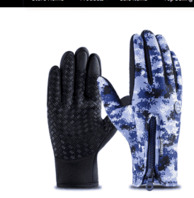 Outdoor Waterproof Gloves Touch Screen Windproof Riding Zipper Sports Winter Warm Fleece Mountaineering Gloves (Option: Camouflage 2pcs-M-Zipper)