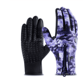 Outdoor Waterproof Gloves Touch Screen Windproof Riding Zipper Sports Winter Warm Fleece Mountaineering Gloves (Option: Purple1 2pcs-M-Zipper)