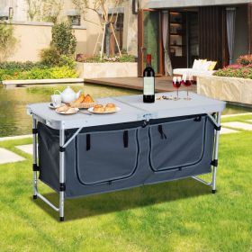 47" Lightweight Portable Folding Easy Clean Camping Table with Carrying Handle (Option: White-680x85x550 mm)