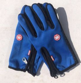 Full Finger Touch Screen Zipper Ski Gloves (Option: Ordinary blue-M)