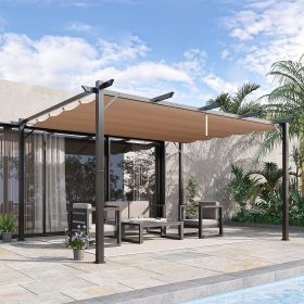 10' x 10' Outdoor Pergola Gazebo w/ Retractable Canopy for Patio (Option: Charcoal Grey-1640x440x190 mm)