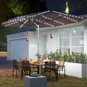 Double-Sided Outdoor Umbrella with Solar Lights (Option: Tan-1640x455x165 mm)