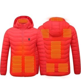 Winter Heated Jacket USB Electric Cotton Coat Zip-up Heater Thermal Clothing Heating Vest For Men (Option: Red Zone8-M)