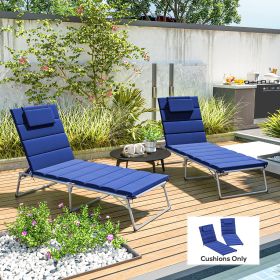 Foldable Chaise Lounge Cushion Set of 2 (Option: Blue-690x360x370 mm)
