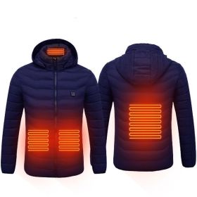 Winter Heated Jacket USB Electric Cotton Coat Zip-up Heater Thermal Clothing Heating Vest For Men (Option: Blue Zone4-M)