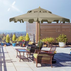 9' Patio Umbrella with Push Button Tilt and Crank (Option: Brown-1520x150x150 mm)
