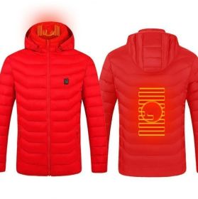 Winter Heated Jacket USB Electric Cotton Coat Zip-up Heater Thermal Clothing Heating Vest For Men (Option: Red Zone2-M)