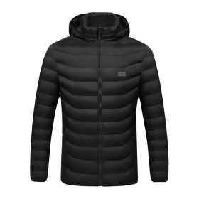 Winter Heated  Plus Size Jacket Electric Heated Clothing (Option: Zone 4single control black-6XL)