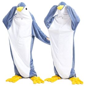 Wearable Penguin Blanket Hoodie Sleeping Bags for Adults (Color: Blue, size: XL)