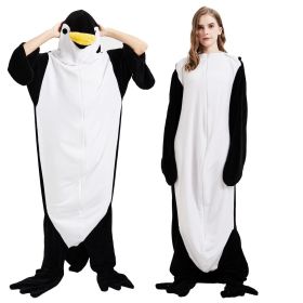 Wearable Penguin Blanket Hoodie Sleeping Bags for Adults (Color: Black, size: S)