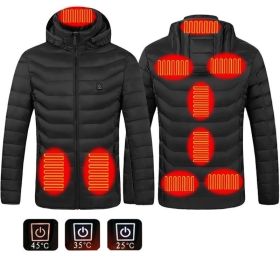 Winter Heated Jacket USB Electric Cotton Coat Zip-up Heater Thermal Clothing Heating Vest For Men (Option: Black Zone9-M)