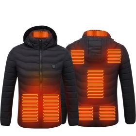 Men's Intelligent 8-zone Heating Stand Collar Hooded Lightweight Heating Insulation Jacket (Option: Black Zone8-3XL)